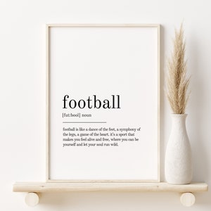 Football Definition Print, Wall Art Prints, Quote Print, Football Wall Decor, gifts for her, Minimalist Print Modern Wall Print Definition image 1