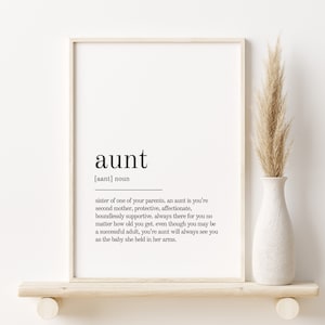 Aunt Definition Print, book quote print, office definition print, Wall Decor, gifts for her, dictionary art print, Aunt Print Definition