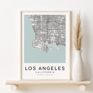 LOS ANGELES Mapa da cidade da Califórnia, mapa inicial, impressão de mapa, locais personalizados, aniversário, mapa personalizado, mapa inicial, presentes para ela, download digital