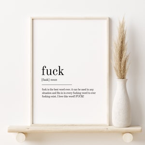 Fuck Definition Print, Wall Art Prints, Quote Print, Wanddecoratie, Minimalistische Poster, Minimalistische Print Moderne Kunst Fuck Print Definition