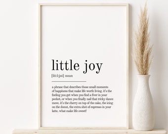 Little Joy Definition Print, Wall Art Prints, Quote Print, Wall Decor, gifts for her, Minimalist Print Modern Wall Art, Print Definition