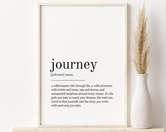 Journey Definition Print, Journey Wall Art Prints, Printable Art, Instant Download, Quote Print, Minimalist Print, Journey funny poster