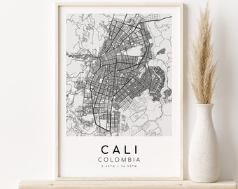 Mapa de la ciudad de CALI, Arte del cartel de Colombia, regalos para ella, Impresión de mapa minimalista, Impresión de oficina, cartel de mapa moderno, regalo de mejor amigo, Descarga digital