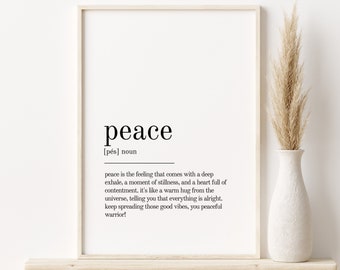 Peace Definition Print, Wall Art Prints, Quote Print, Wall Decor, gifts for her, Minimalist Print Modern Wall Art, Peace Print Definition