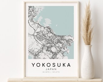 YOKOSUKA City Map Japan, Personalized Map Print, new job gift, modern map print, custom map gift, gifts for him, City Map, Digital Download