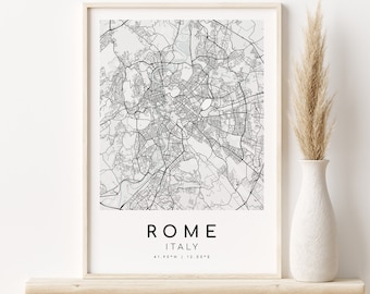 ROME Italy Map Print, Rome City map poster, gifts for her, italy printable city map, minimalist art, maps and prints, Instant Download