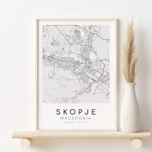 SKOPJE Macédoine City Map, Minimalist Map, Map Print, City Map Poster, Modern Map Print, cadeau de mariage, cadeaux pour lui, Téléchargement instantané