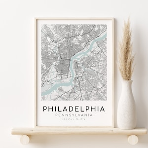 PHILADELPHIA City Map, Pennsylvania PA Gift Map Poster, custom map gift, engagement map print, new job gift, gifts for her, Digital Download