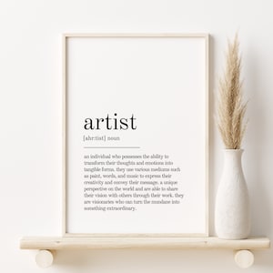Artist Definition Print, self love wall art, Artist dictionary print, minimalist poster, Artist home decor printable art, digital download