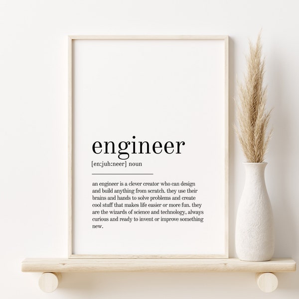 Engineer Definition Print, Wall Art Prints, Printable Art, Instant Download, Quote Print, Engineer Minimalist Print, Engineer funny poster