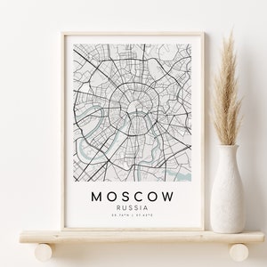 MOSKAU Russland Stadt Karte, Karte Poster, Engagement Karte Kunst, Custom Locations, personalisiertes Geschenk, Karte Print, Geschenk für beste Freundin, Instant Download