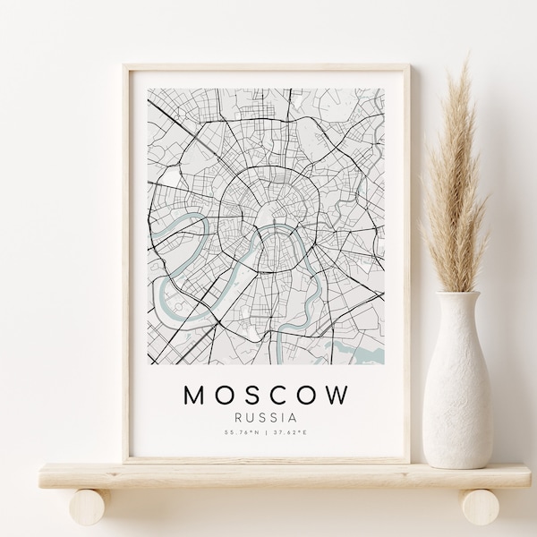 MOSCOW Russia City Map, Map Poster, engagement map art, Custom Locations, personalized gift, Map Print, best friend gift, Instant Download