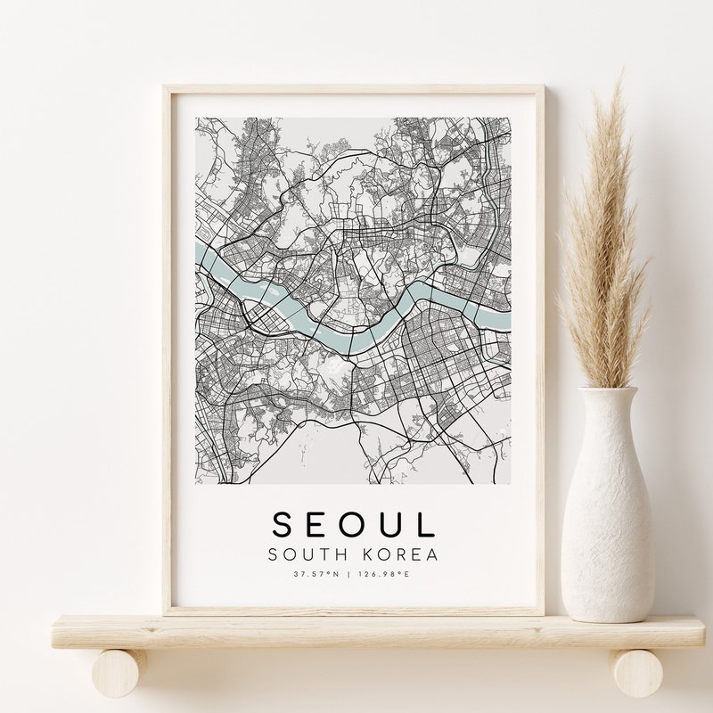 Cities in South Korea Map Etsy