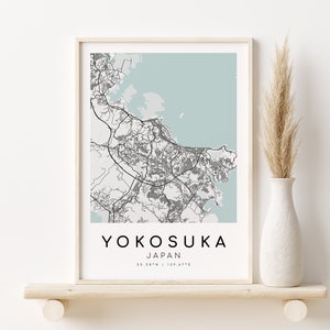YOKOSUKA Stadt Karte Japan, personalisierte Karte Druck, Geschenk für neuen Job, moderne Karte, Geschenk für Ihn, Geschenke für Ihn, Stadtplan, digitaler Download