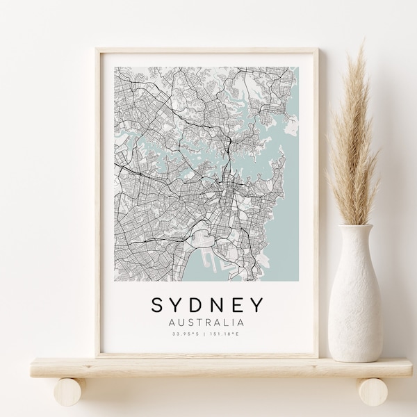 SYDNEY Australia Map Print, City map poster, gifts for her, printable city map, minimalist art, maps and prints, Instant Download