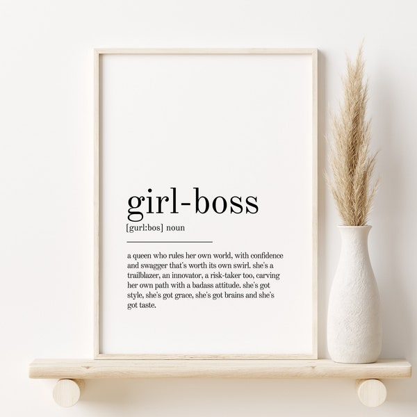 Girl-Boss Definition Print, Girl-Boss Wall Art Prints, Printable Art, Instant Download, Quote Print, Minimalist Print Girl-Boss funny poster