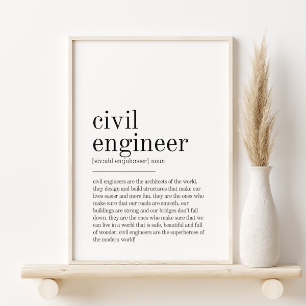 Civil Engineer Definition Print, Wall Art Prints, Printable Art, Instant Download, Quote Print, Minimalist Print Civil Engineer funny poster