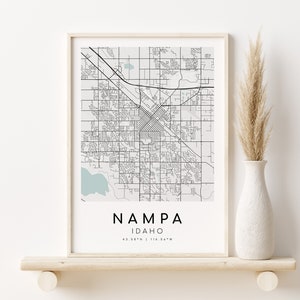 NAMPA Idaho Stadt Karte, USA ID Karte Poster, blau und weiß Druck Wand Kunst Dekor druckbare personalisierte Geschenke, benutzerdefinierte Karte Geschenk, digitaler Download