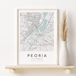 PEORIA Stadtplan von Illinois, USA IL Home Karte, Karte Druck, benutzerdefinierte Standorte, Jahrestag, benutzerdefinierte Karte, Home Karte, Geschenke für sie, Sofortiger Download