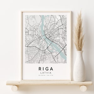 RIGA Letland stadsplattegrond, kaart afdrukken, stadsplattegrond van kunst aan de muur, gelukkige verjaardag, verjaardagscadeau, aangepaste stadskaart afdrukken, cadeaus voor hem, Instant Download