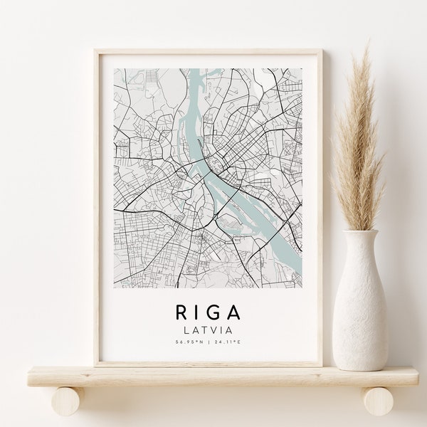 RIGA Latvia City Map, map print, wall art city map, happy anniversary, birthday gift, custom city map print, gifts for him, Instant Download