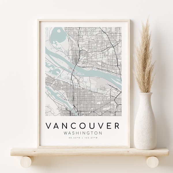 VANCOUVER Washington WA USA City Map, Wedding Gift, gifts for him, Map Poster Print , Minimalist Map Art, gifts for her, Instant Download