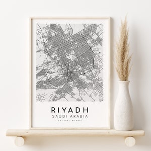 RIYADH Saudi-Arabien Stadt Karte, personalisierte Karte Druck, Geschenk für neuen Job, moderner Druck, benutzerdefiniertes Kartengeschenk, Geschenke für ihn, Stadtplan, digitaler Download