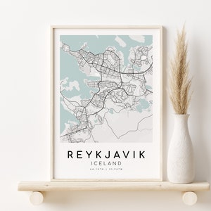 Impressão do mapa da Islândia de Reykjavik, pôster do mapa da cidade, designs de presentes personalizados, presente de mapa personalizado, presentes para ele, download digital, mapa instantâneo
