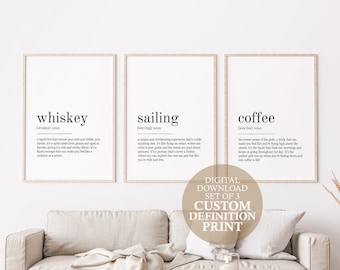 Digital Download Set Of 3 Custom Definition Print, Birthday Gift Custom Definition Poster Wall Print Custom Printable wall art Digital Print