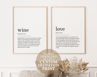 Digital Download Set Of 2 Custom Definition Print, Birthday Gift Custom Definition Poster Wall Print Custom Printable wall art Digital Print