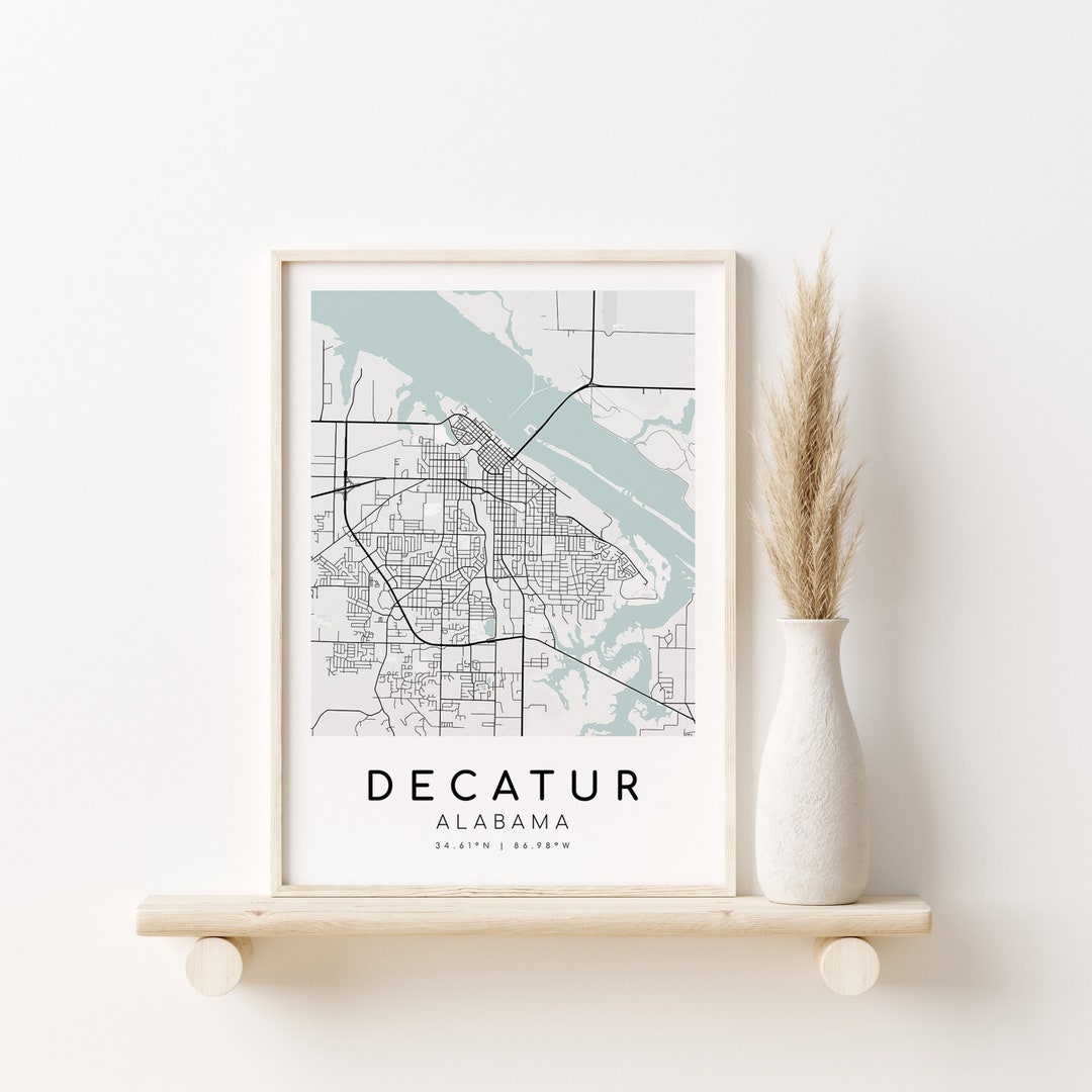 Decatur Alabama Map Print City Map Poster Personalized Gifts Etsy