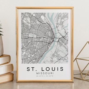 ST. LOUIS Missouri City Map, Personalized Map Print, New Job Gift ...