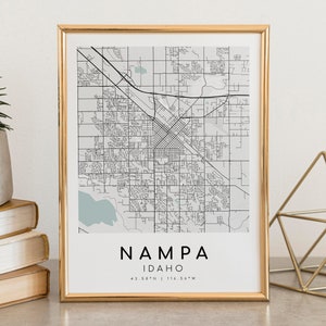 NAMPA Idaho City Map, USA ID Map Poster, Blue and White Print Wall Art ...