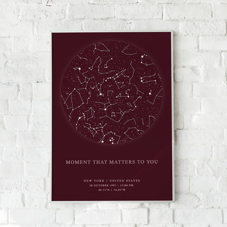 Constellation Print Night Sky Print Wedding Gift Gift for Women Digital Download Custom Star Map Print Anniversary Gift for Men