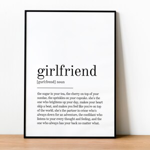 Girlfriend Definition Print, Wall Prints, Digital Download, Girlfriend ...