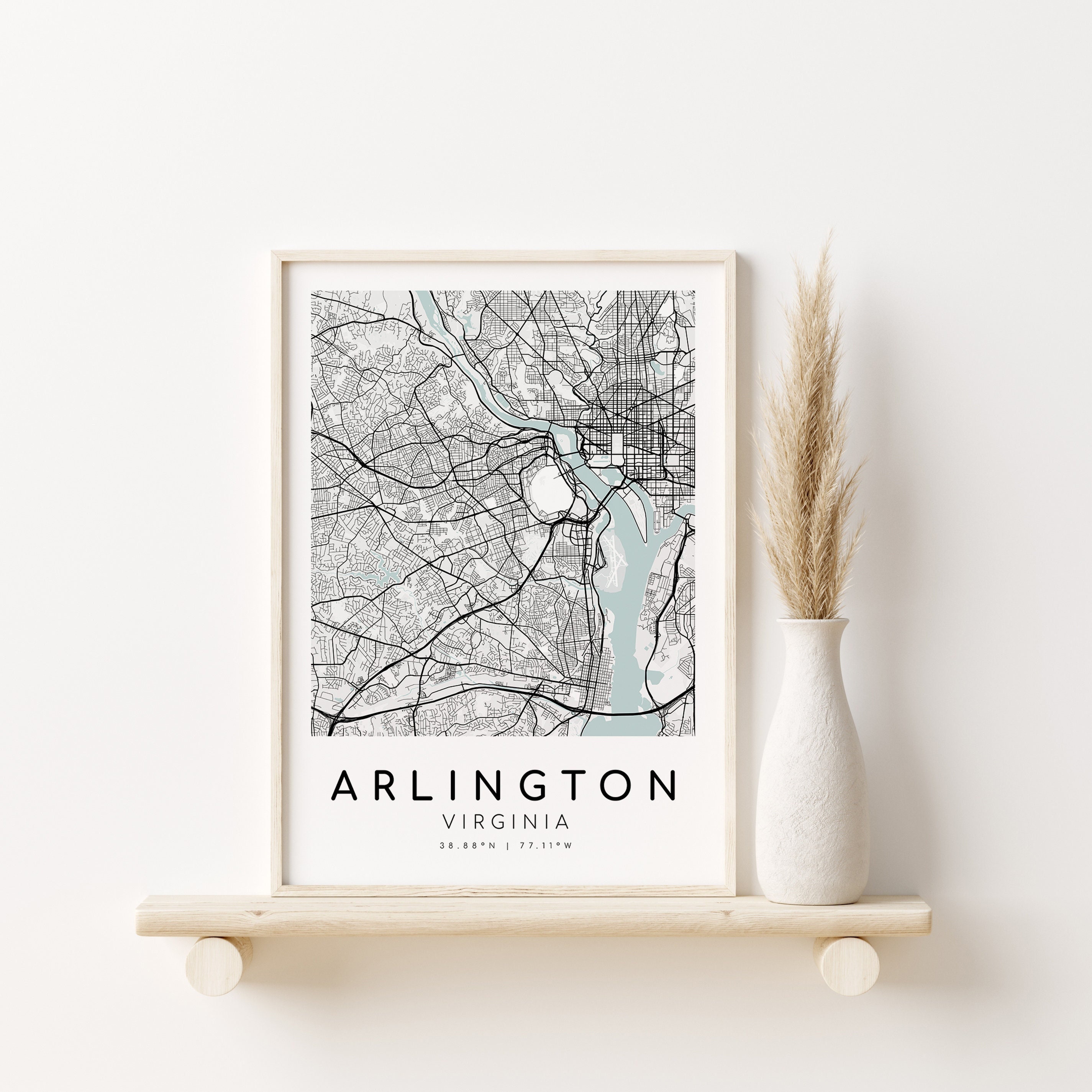 ARLINGTON City Map, VA Virginia Gift Map, Map Poster, custom map gift, engagement map print, new job gift, gifts for her, Digital Download