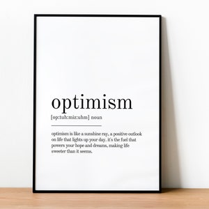 Optimism Definition Print, Self Love Wall Art, Definition Print ...