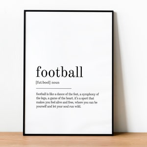 Football Definition Print, Wall Art Prints, Quote Print, Football Wall Decor, gifts for her, Minimalist Print Modern Wall Print Definition image 6