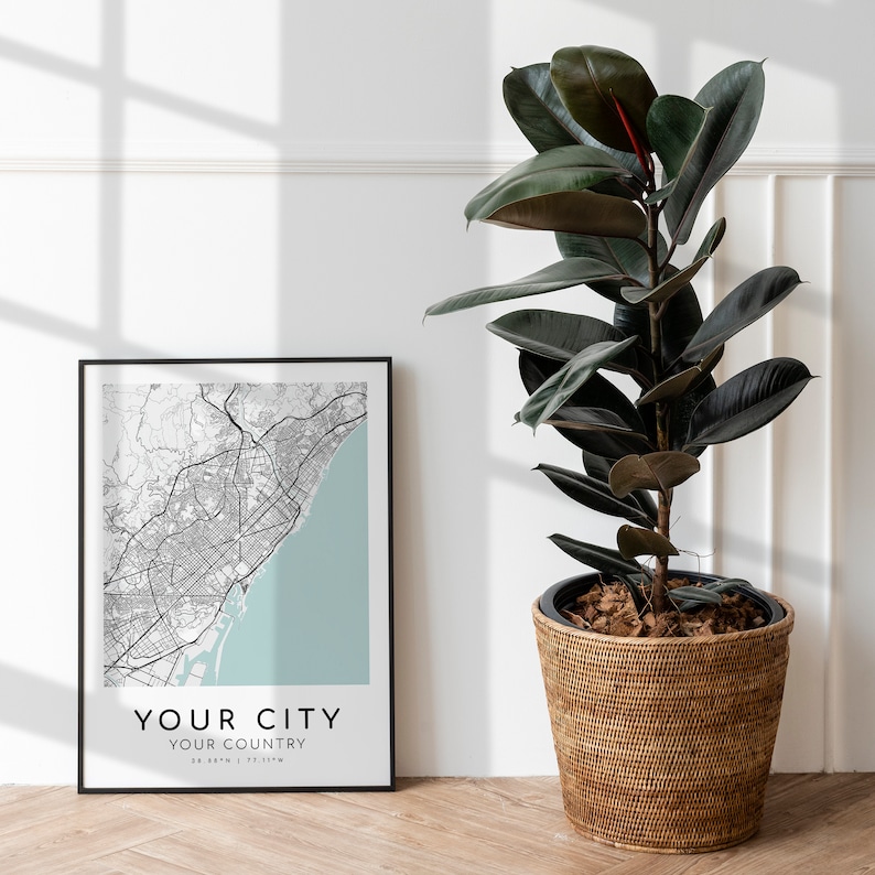 Custom City Map, Digital Download Custom Map Print, Valentines Day Gift, City Town Map, Custom City Map Art, Map Download, Digital Print image 2