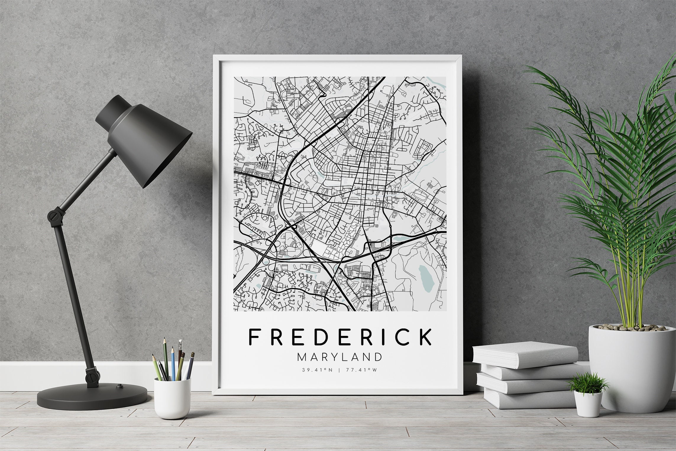 Downtown Frederick Map Etsy