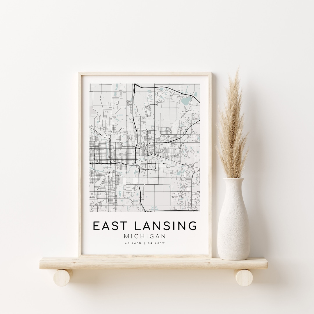 East Lansing Michigan MI USA City Map Gift Map Poster Custom Map Gift Il Kgd9 