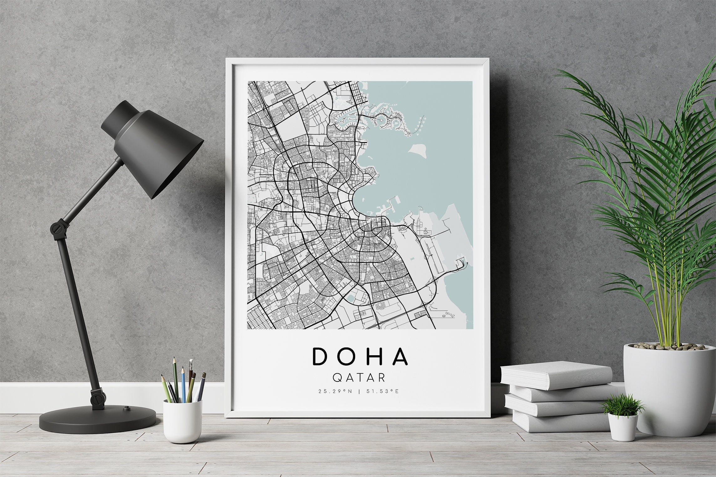 DOHA Qatar Map Print, City Map Poster, Gifts for Her, Printable City ...