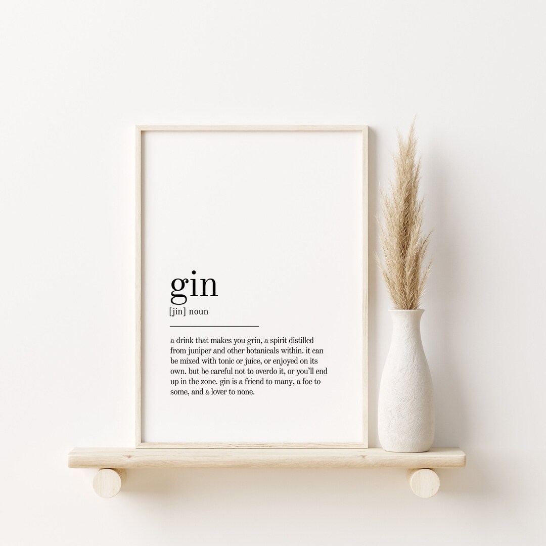 Gin Definition Print Gin Self Love Wall Art Gin Dictionary Etsy UK