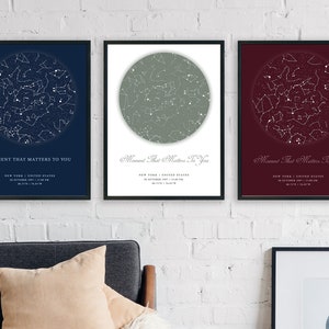 Digital Download Custom Star Map by Date Printable Constellation, Chart, Personalized Star Maps ...