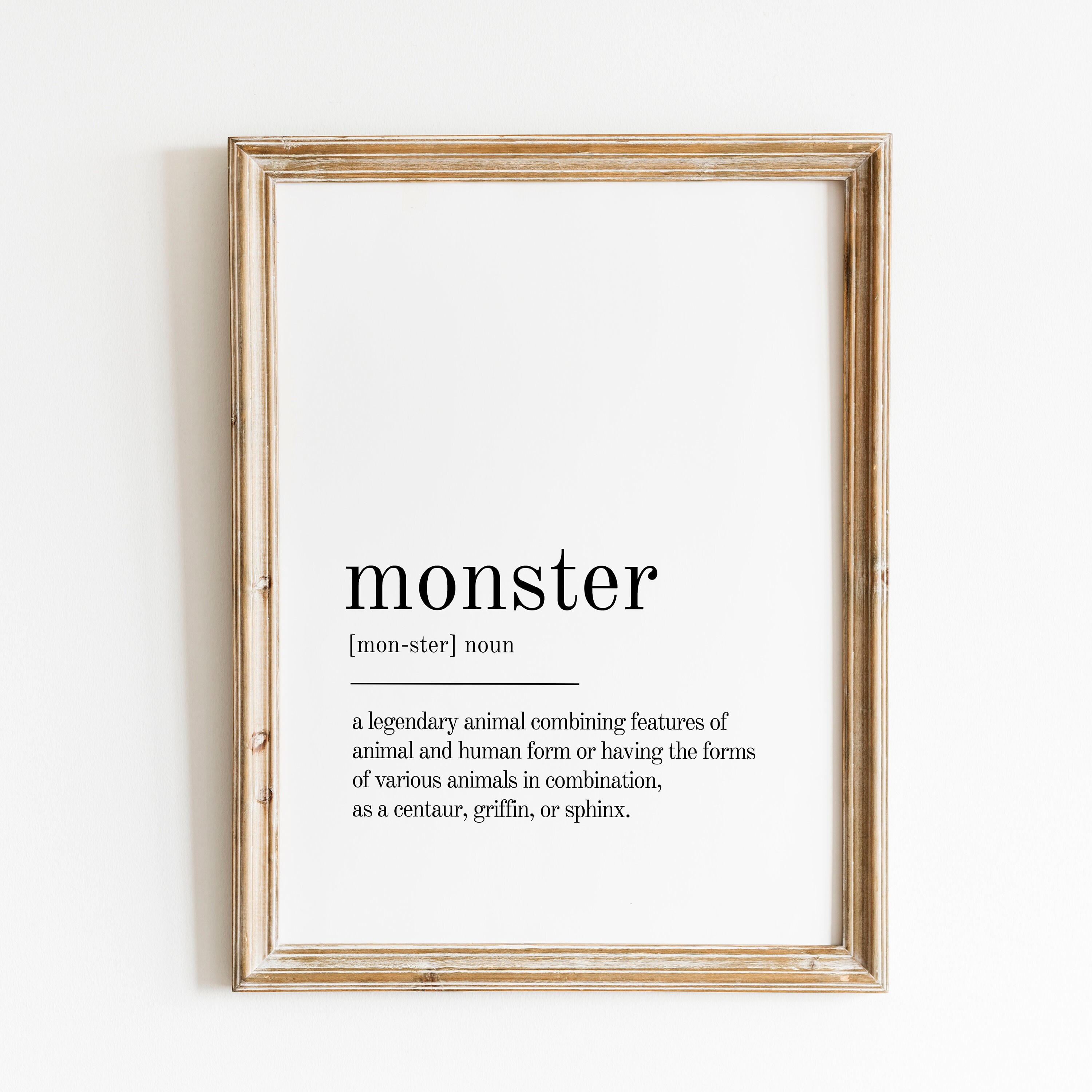 Monster Definition Print Wall Art Prints Quote Print Wall Etsy