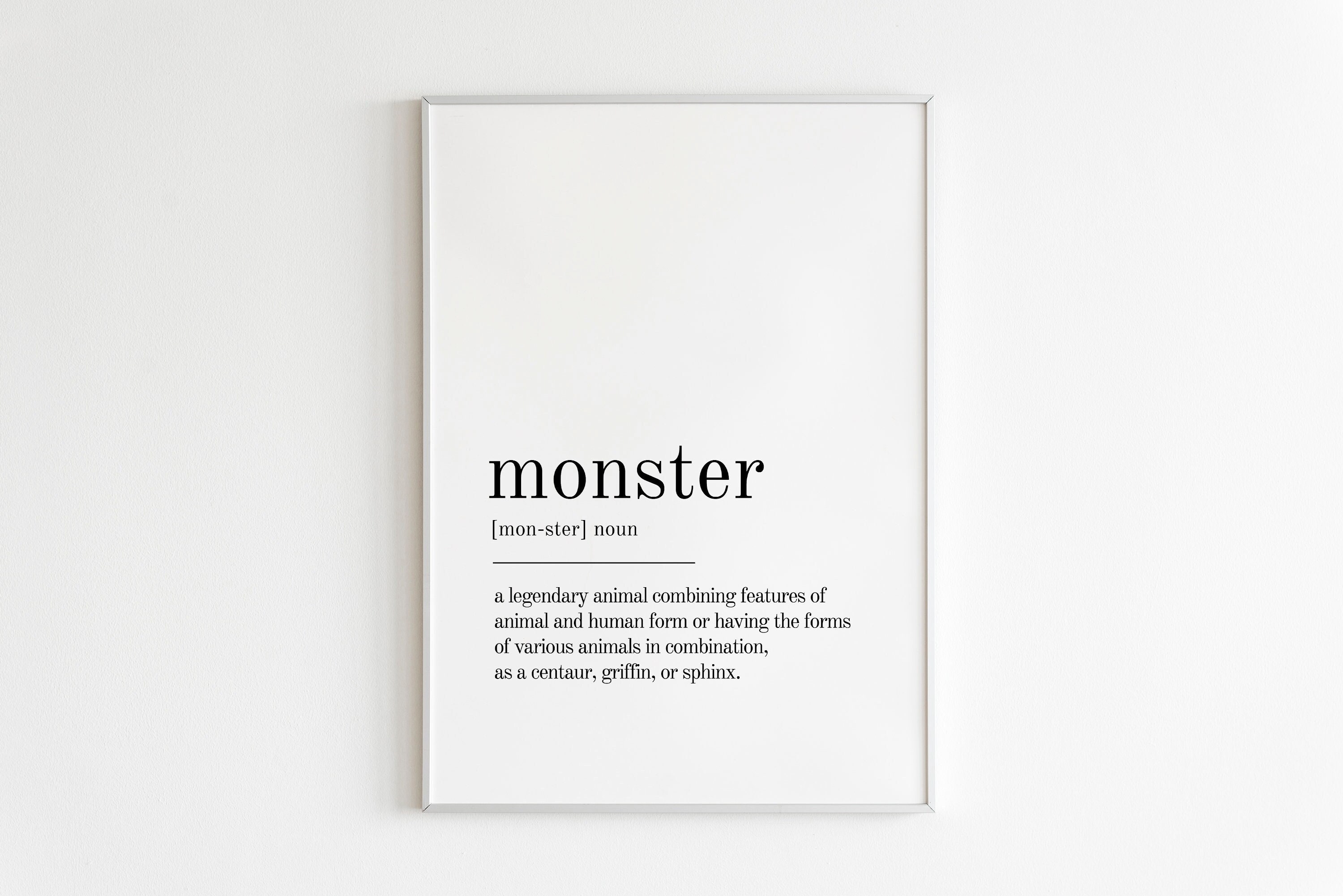 Monster Definition Print Wall Art Prints Quote Print Wall Etsy