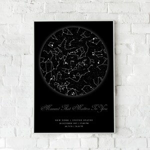 Digital Download Custom Star Map by Date Printable Constellation, Chart ...