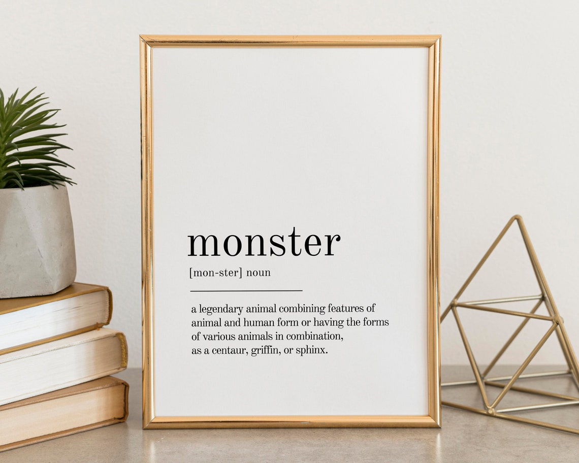 Monster Definition Print Wall Art Prints Quote Print Wall Etsy