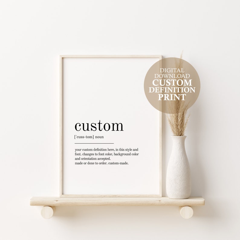 Digital Download Custom Definition Print Birthday Gift Etsy Australia