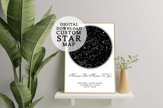 Digital Download Custom Star Map by Date Printable | Etsy India